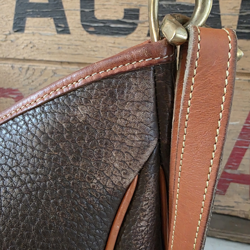 Vintage Dooney & Bourke Brown All Weather Leather Crescent Hobo - Picture 5 of 16